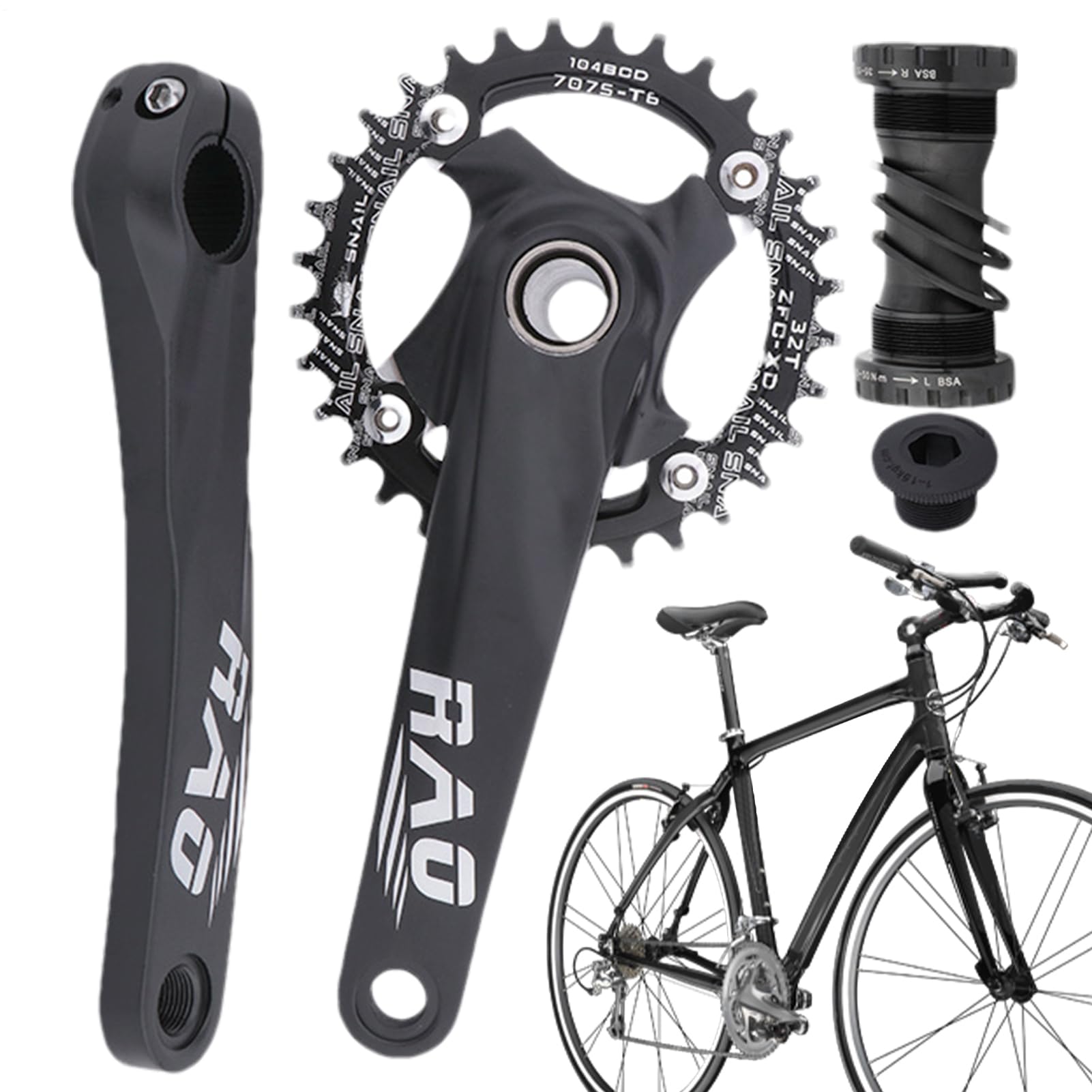 Zestaw korbowy do roweru górskiego, 170 mm pusty zintegrowany zestaw korbowy do roweru – wąska szeroka tarcza łańcuchowa ze stopu aluminium, suport do kolarstwa szosowego na świeżym powietrzu