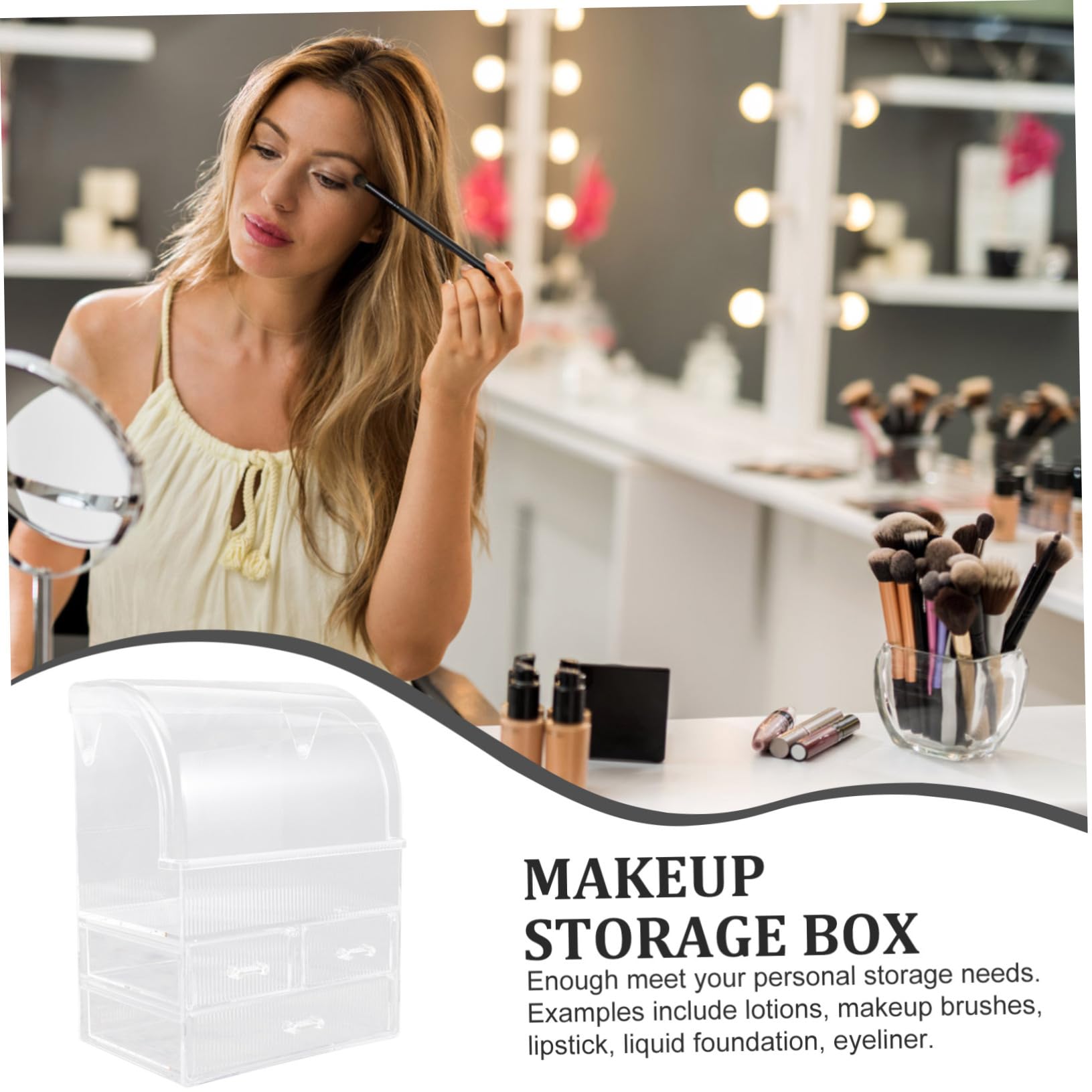 CALLARON Scatola Organizer per Cosmetici Grande in Acrilico, Porta Trucchi da Scrivania con Cassetti, Design Trasparente per Bagno e Accessori Make Up