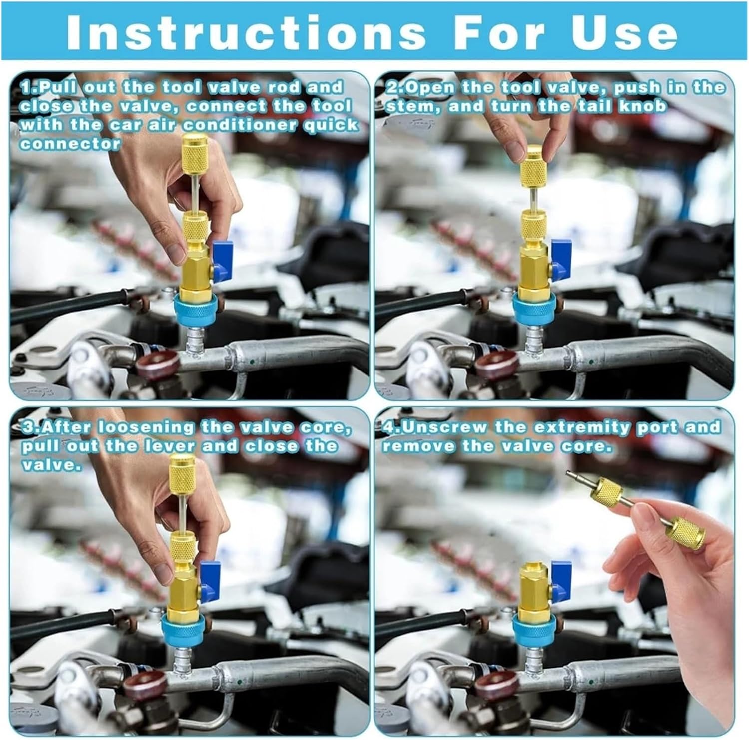 R134A Valve Core Quick Remover Installer, High Low Pressure Valve Core Remover Tools Kit for Refrigerant Air Conditioner System(2PCS Remover)