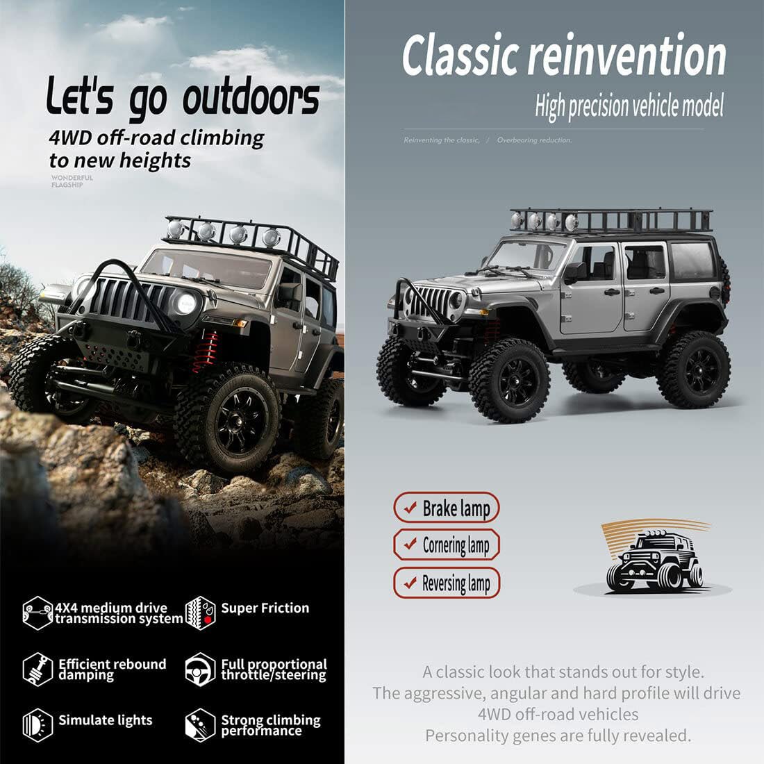 1:12 4x4 High-speed Rc Buggy Rock Climber Ze światłami Led, Delikatną Tapicerką I Gumowymi Oponami, Pełnym Gazem Terenowym Pilot Zdalnego Sterowania