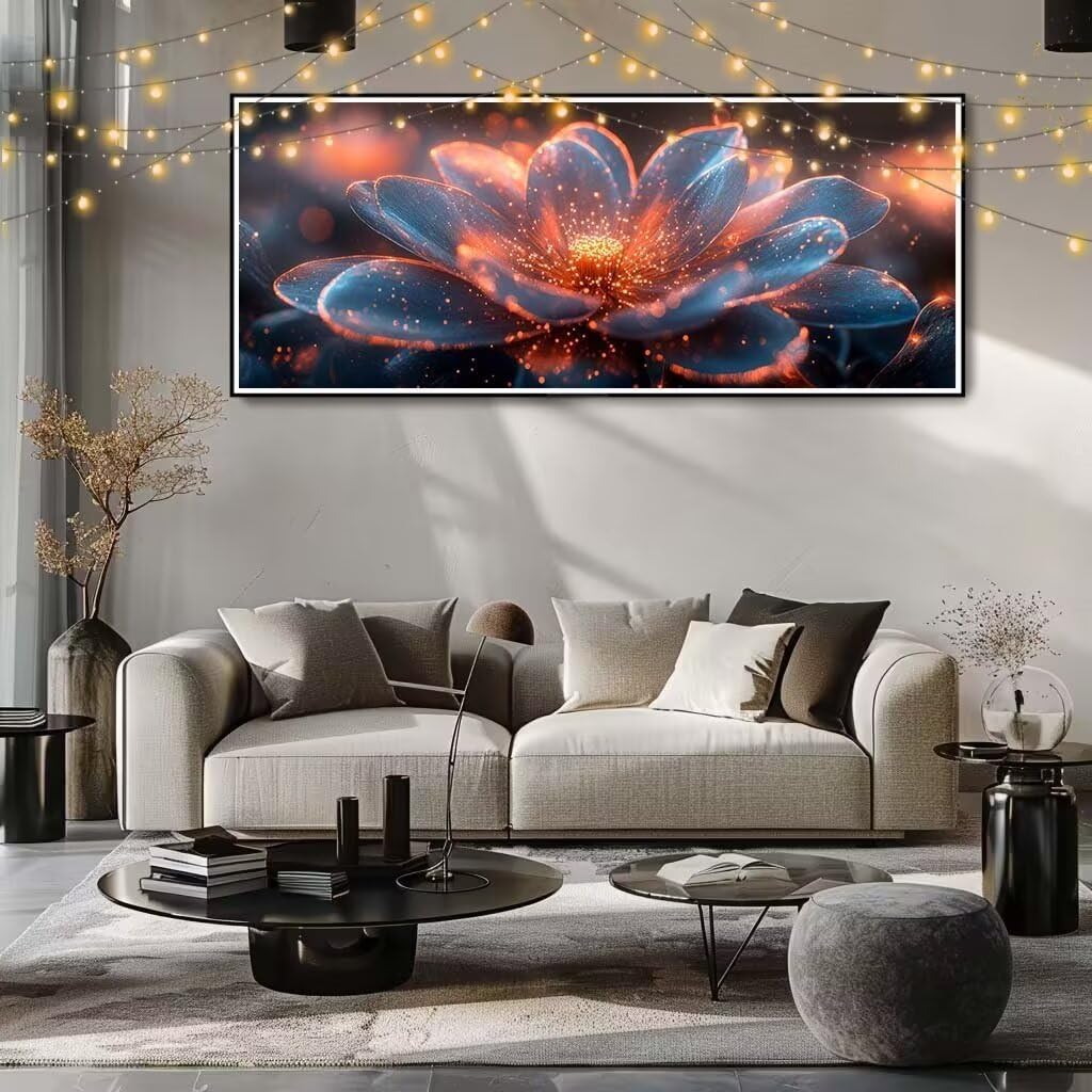 Malarstwo diamentowe 5D dla dorosłych, motyw lotosu, obraz "zrób to sam", obraz dla dzieci (80 x 200 cm), zestaw do malowania, zestaw do malowania diamentami, kryształki, rzemiosło, na prezent