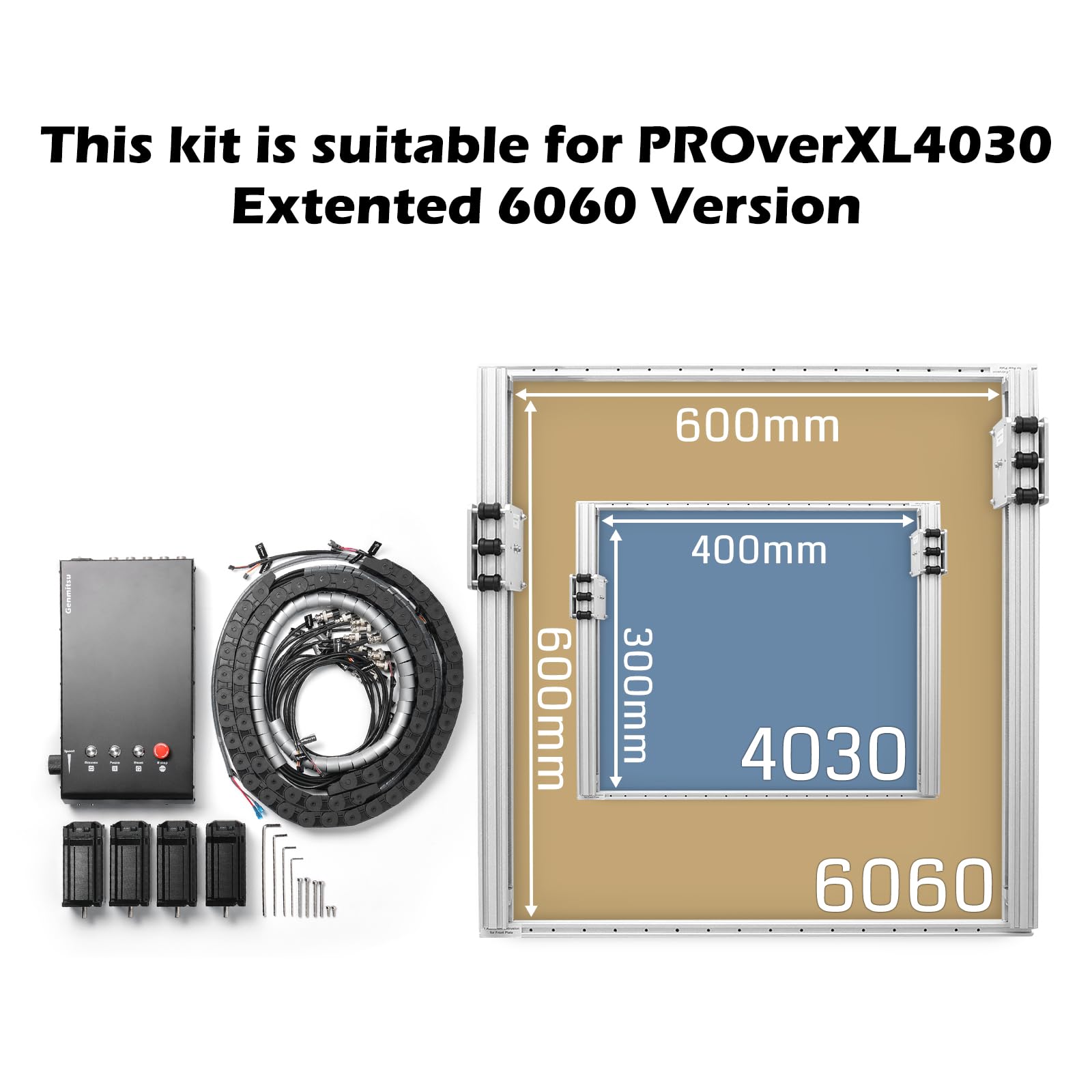 Genmitsu Close-Loop Stepper Motor Set for PROVerXL 4030, 4PCS 60-100 Closed Loop Stepper Motors with Chain Cables, GRBL-Based Control Box Upgrade Kit for 4030 CNC Router Milling Engraving Machine