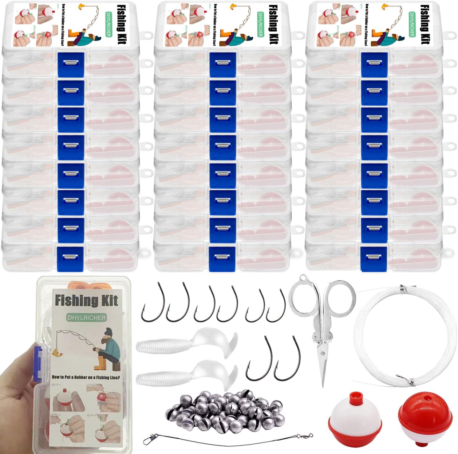 Compact Mini Fishing Kits Bulk – Emergency Survival Fishing Tackle Kits with Case for Beginners, Outdoor Operation, Shoebox Stocking Stuffer for Kids