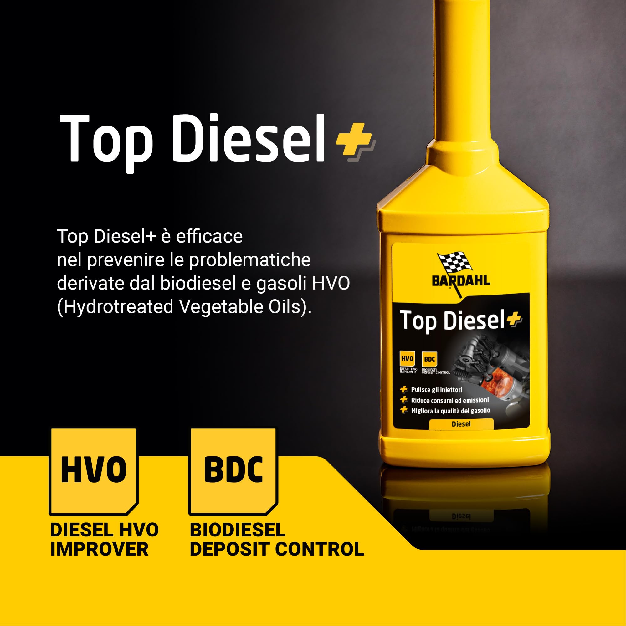 Bardahl - Additivo Top Diesel+, Lubrifica la Pompa e Gli Iniettori, Protegge Tutto Il Sistema di Alimentazione, Riduce i Consumi di Carburante e Le Emissioni Inquinanti, 250 ml