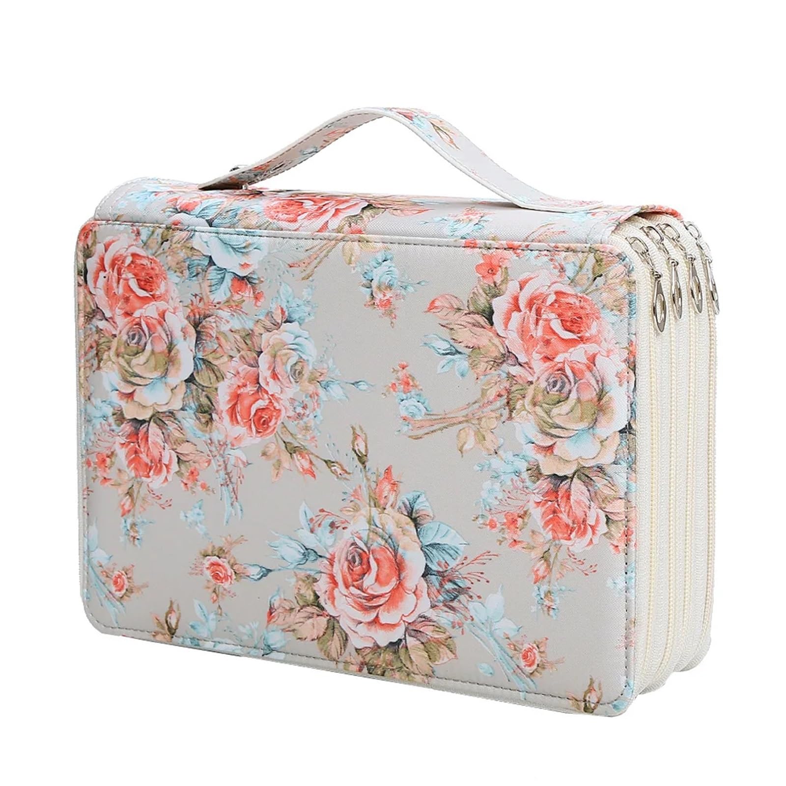 FedermäPpchen Bleistifttasche mit 200 Löchern, Bunte Blumen, Stifttasche, kreatives Skizzieren, multifunktionales Federmäppchen-Set for Studenten mit großer Kapazität(Color-C(Empty Bag))