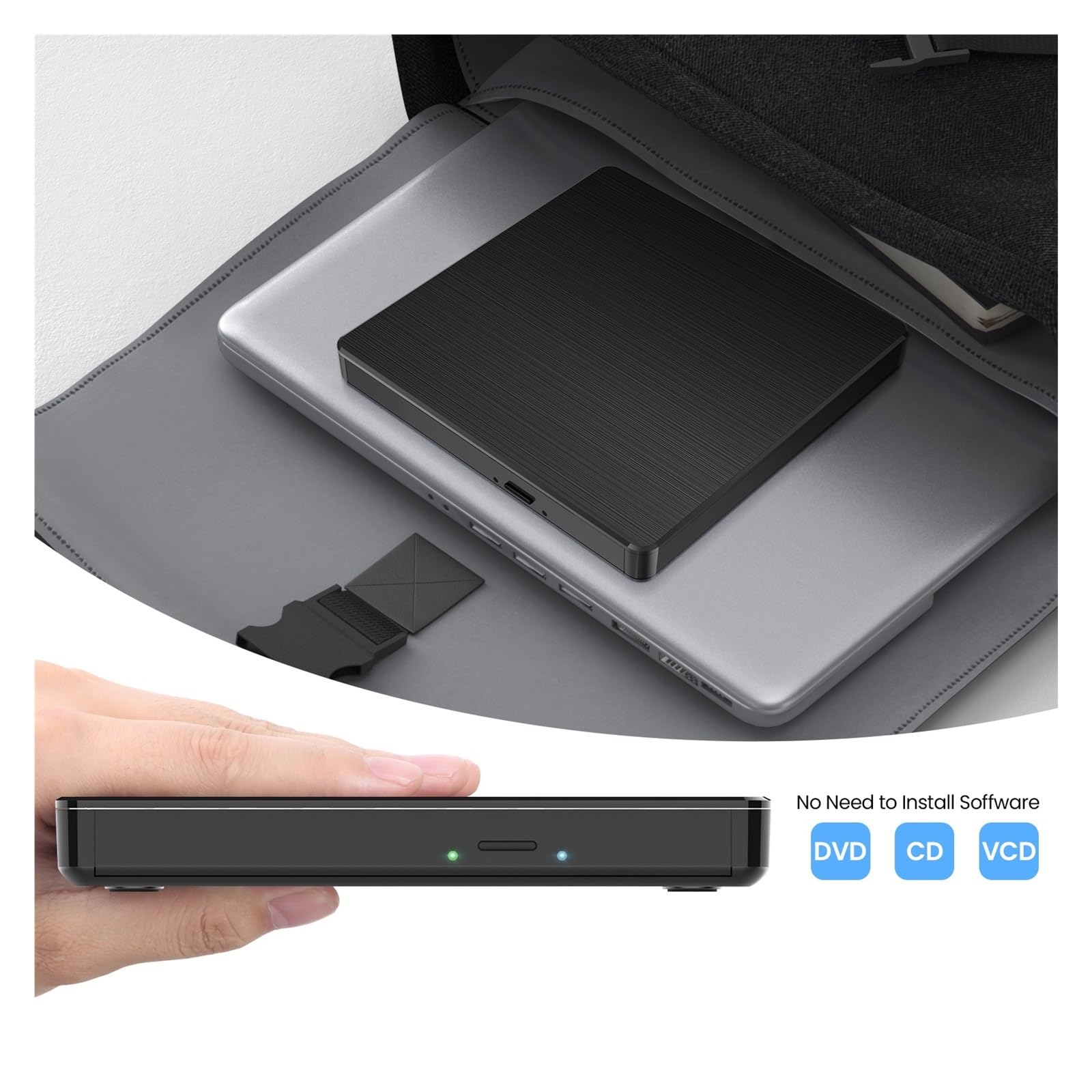 Lecteur DVD Graveur De DVD Externe USB 3.0 Et Type C, Graveur De Cartes Multifonction, Enregistreur CD/DVD, Lecteur Optique DVD RW