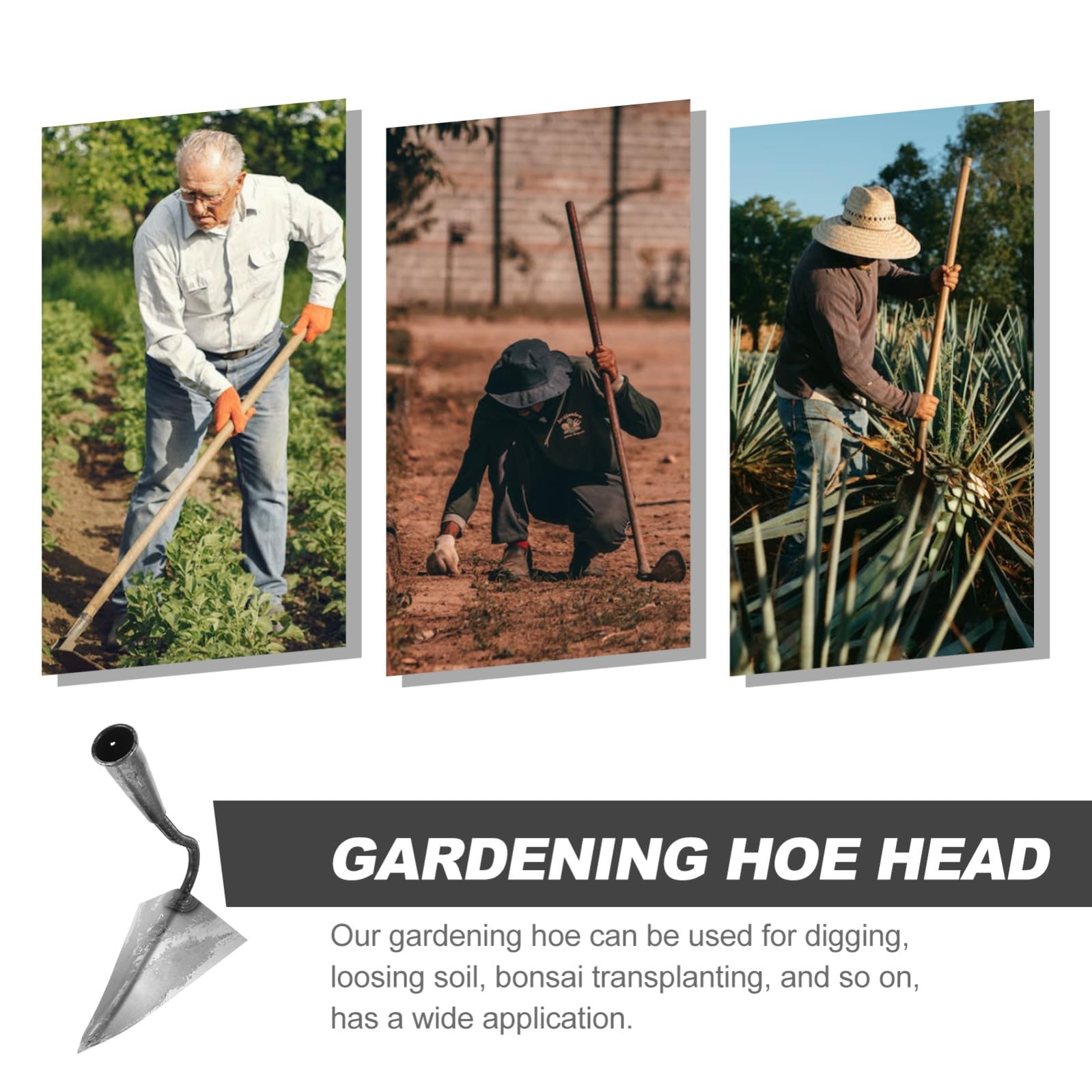 Abaodam Houe à Main de Jardin en Acier Inoxydable, Tête de Houe Noire, Outil de Binage Robuste, pour Vergers et Jardins, Passionnés de Jardinage