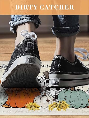 Vista 180 de Tapete de Feliz Navidad, tapete antideslizante para puerta delantera, baño, cocina, dormitorio, patio, entrada, 16 x 24 pulgadas, rojo, negro y verde