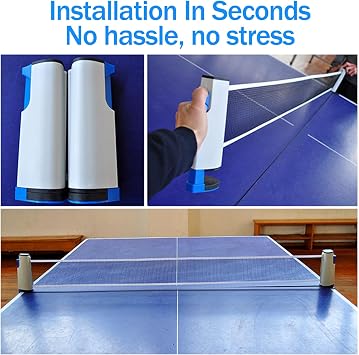 Retractable Ping-Pong Net, Portable Ping-Pong Net with Adjustable Clamps, for Home, Office, Kitchen or Outdoor Play