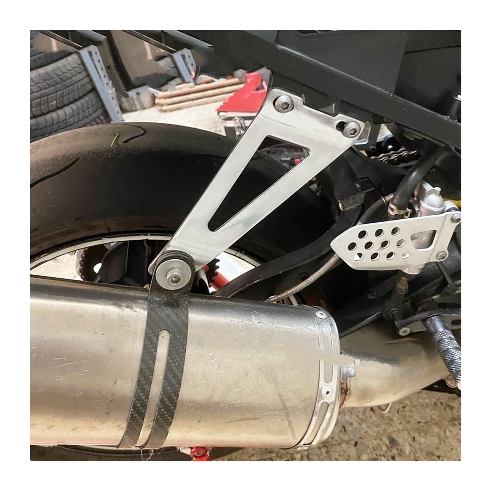 Motorrad Für Yamaha Für YZF R1 2001 2002 2003 2004 2005 Motorrad-Auspuff-Endschalldämpfer Motorrad-Auspuffrohr-Aufhängerhalterung Auspuff Mittleres(2)