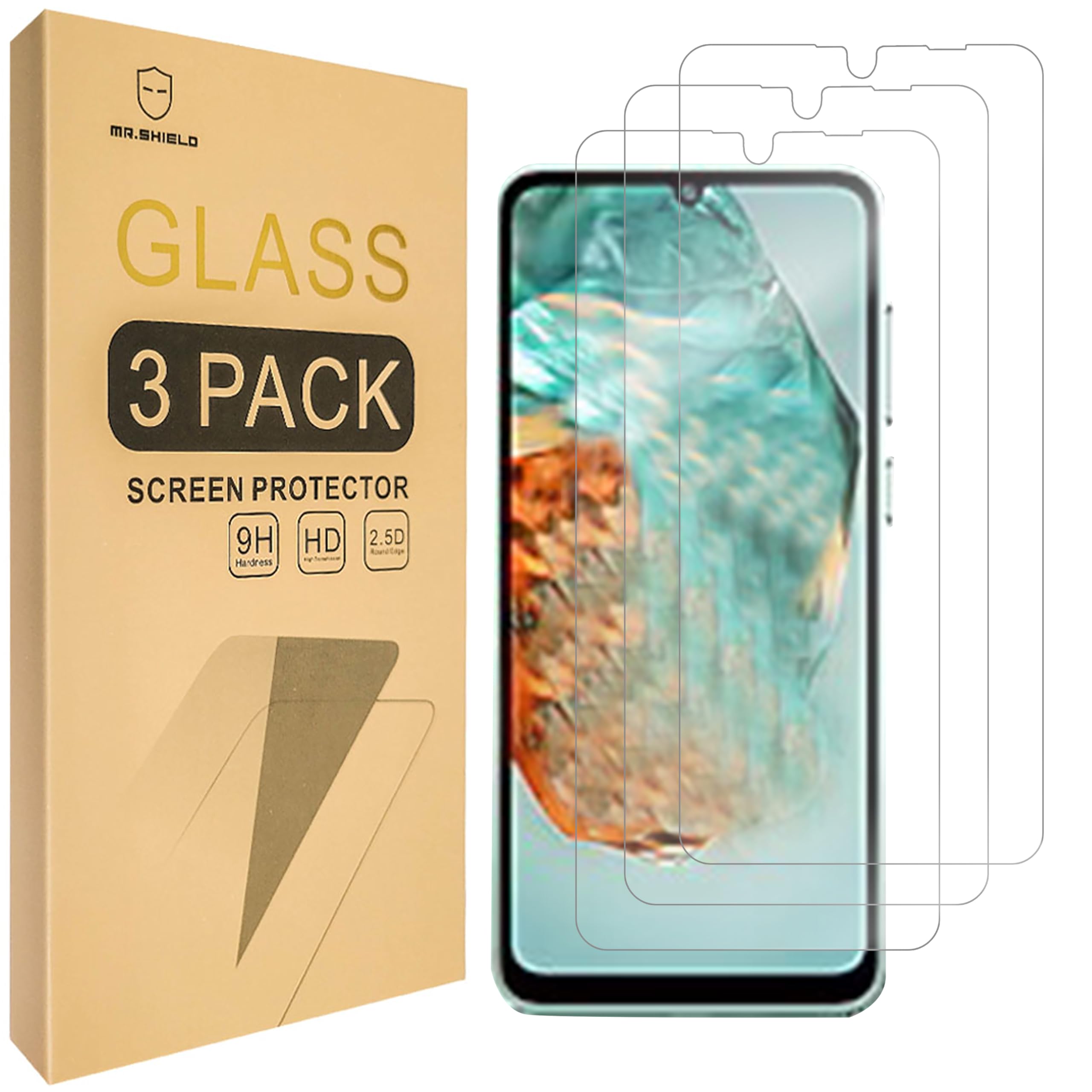Mr.Shield Screen Protector compatible with Samsung Galaxy F05 / Galaxy M05 [Tempered Glass] [3-Pack] [Japan Glass with 9H Hardness]