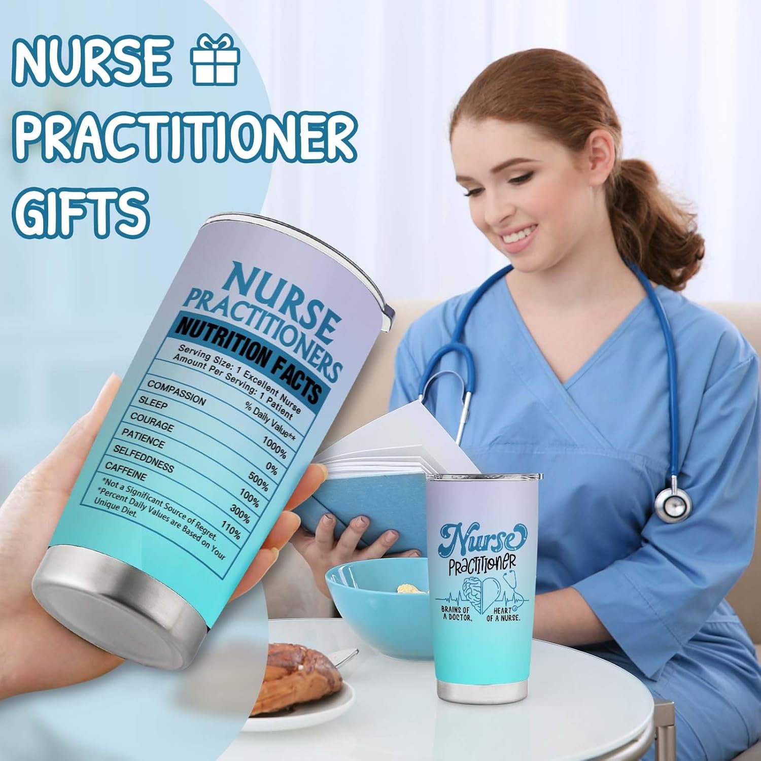Nurse Practitioner Gifts For Women Nurse Practitioner Week Gifts for NP Stainless Steel Tumbler With Lid 20OZ - Image 2