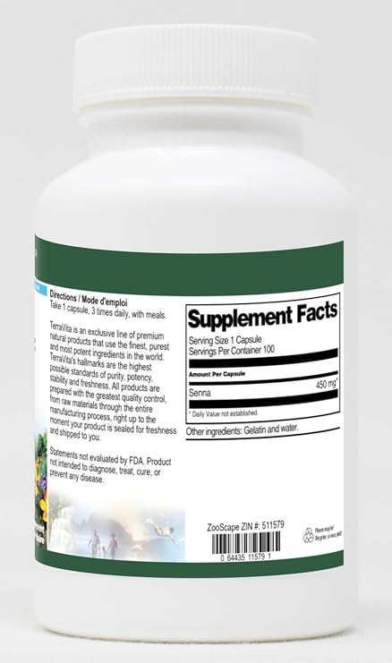 Senna Leaf - 450 mg (100 Capsules, ZIN: 511579)