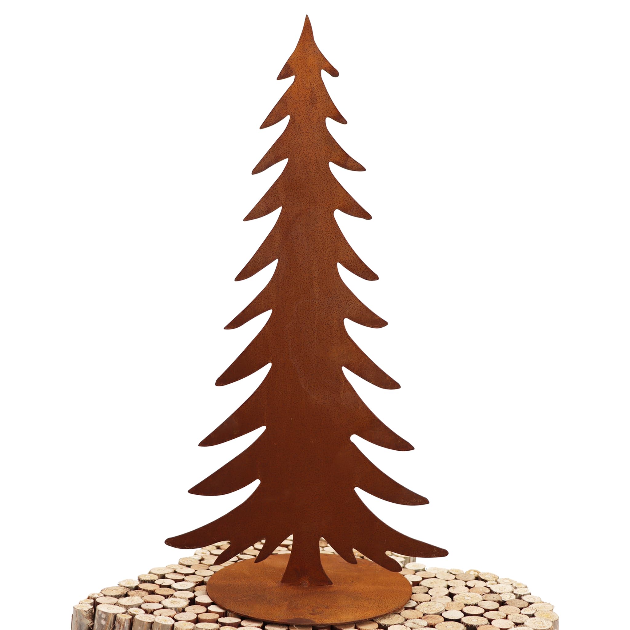 Rostikal Tannenbaum 100 cm – Weihnachtsdeko Outdoor aus Cortenstahl Edelrost – wetterfeste Garten Deko Metall auf Bodenplatte 30 cm – Gartendeko Rost für außen und innen