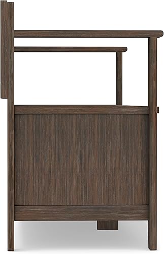Vista 108 de SIMPLIHOME Amherst Banco de almacenamiento de entrada, asiento de pasillo de madera maciza de 48 pulgadas de ancho en gris niebla, banco
