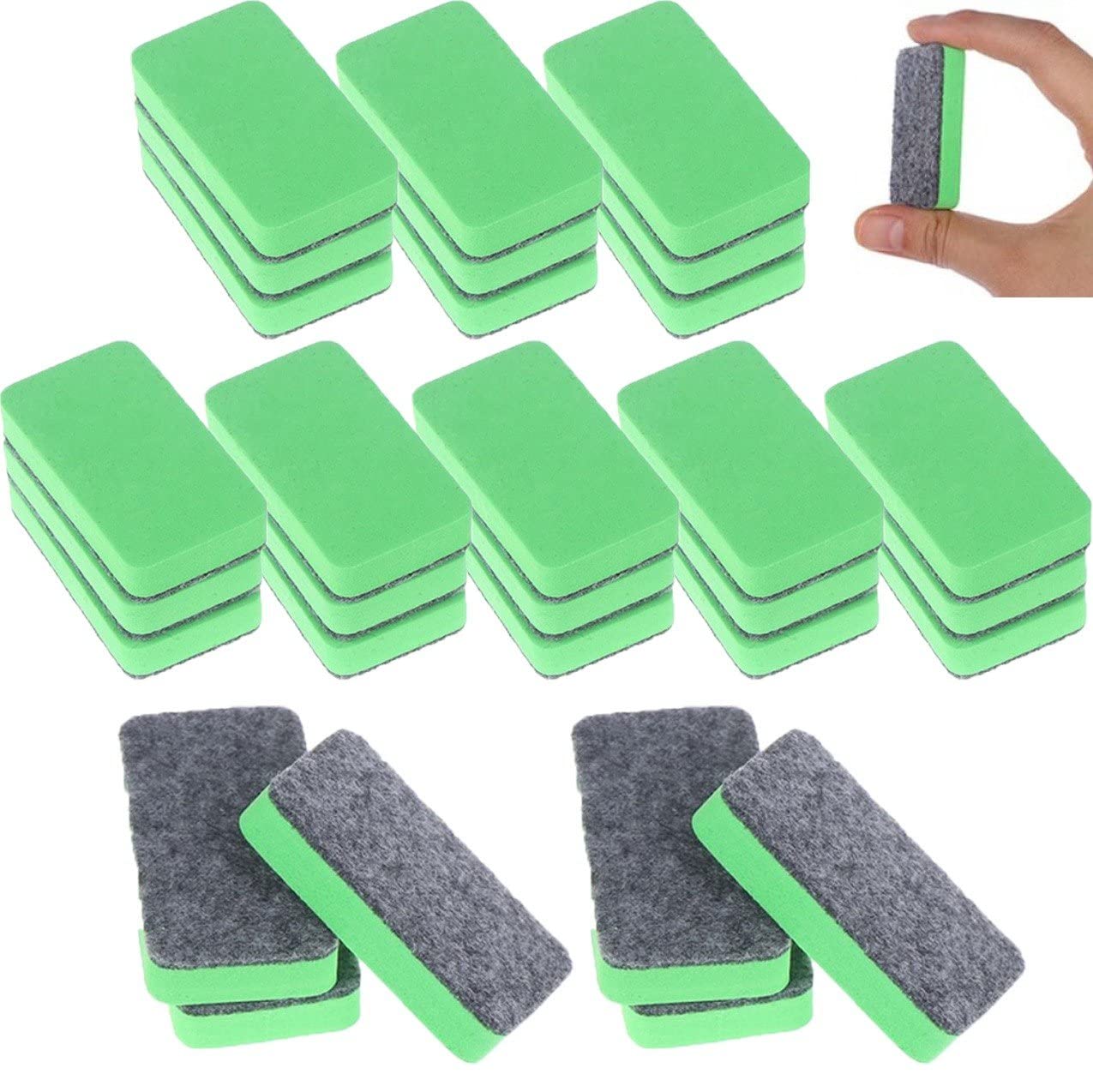Bemvp 30pcs Whiteboard Dry Eraser Chalkboard Dry Erase Erasers Mini Felt Cloth Dry Wipe Eraser with Thick Felt Pad for School Office Home