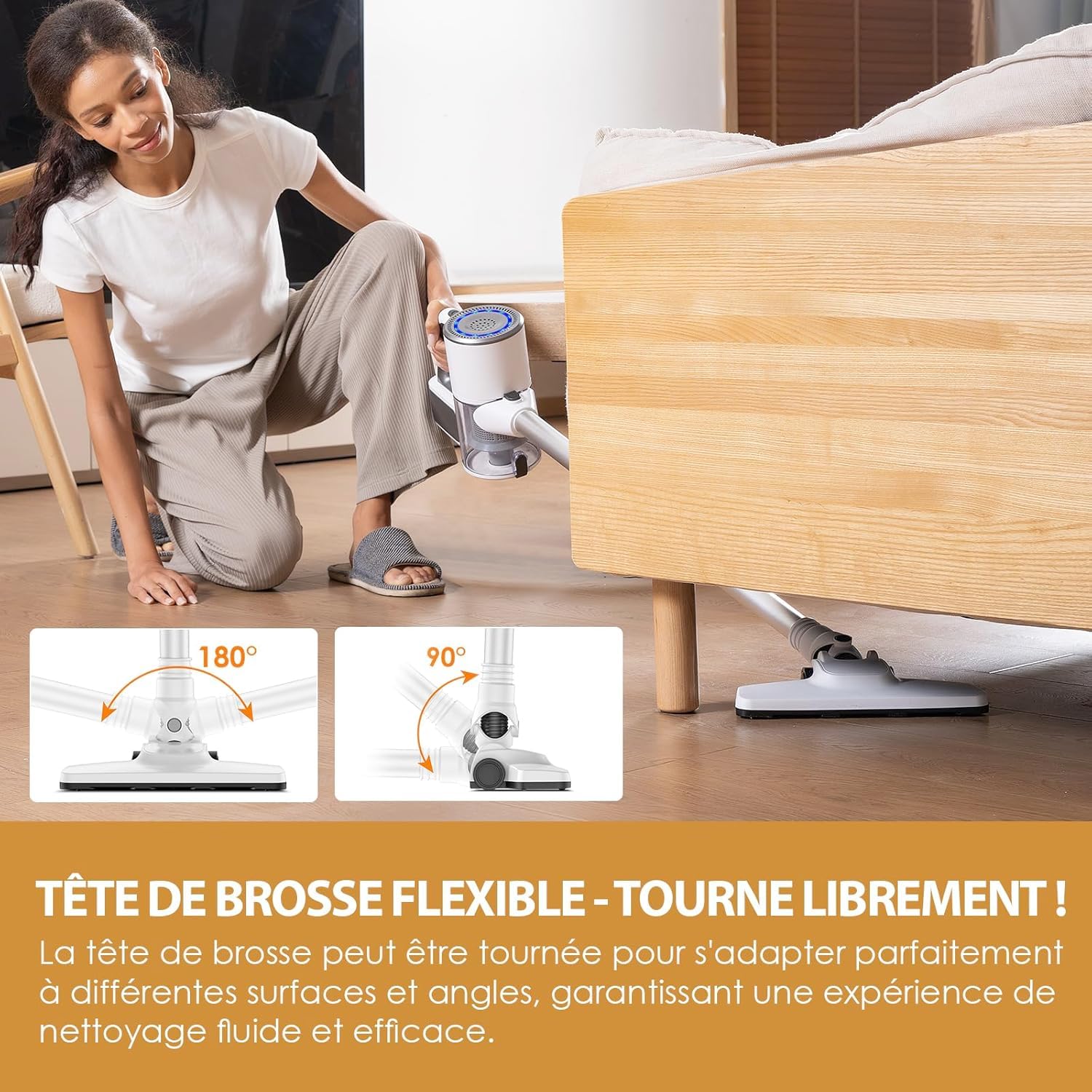 VersLife Aspirateur Balai sans Fil, Aspirateur sans Fil 30Kpa avec 30 Min d'Autonomie, 4 en 1 Aspirateur Balai sans Sac pour Les Poils d’Animaux, Tapis, Sols (Blanc)