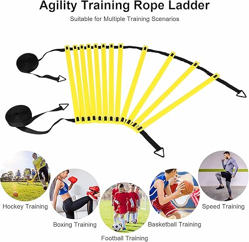 Miniatura 2 de Juego de equipos de entrenamiento de agilidad, equipo de entrenamiento de fútbol, incluye 1 escalera de agilidad, 4 estacas de acero, 12 conos de
