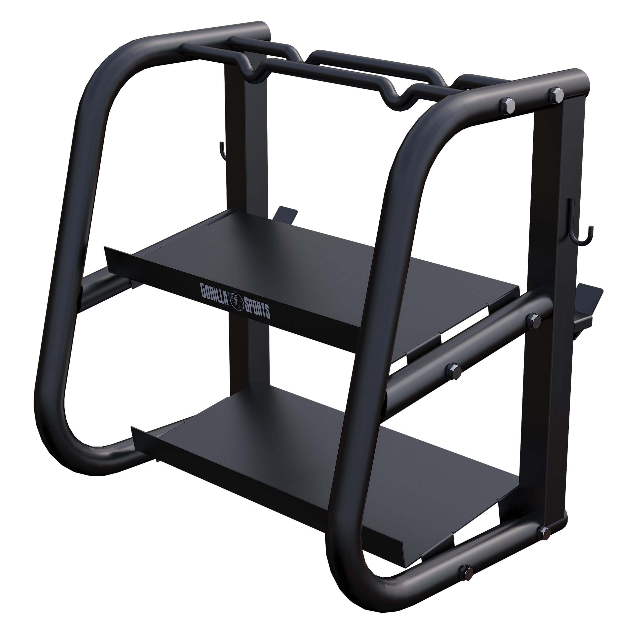 GORILLA SPORTS® Hantelständer - Multifunktional, 52x68,5x62 cm, Stahl, bis 300 kg Belastbar, Schwarz - Hantelablage, Kurzhantel, Langhantel Ablage, Kettlebell Ständer, Gewichtsständer