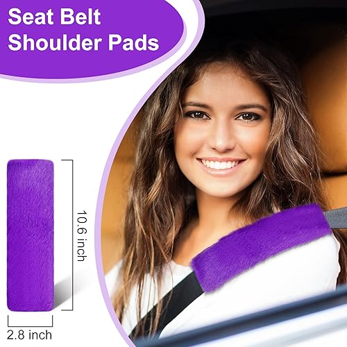 Miniatura 5 de Frienda Juego de 10 fundas esponjosas para volante de automóvil, freno de mano y palanca de cambios, almohadillas para cinturón de seguridad,