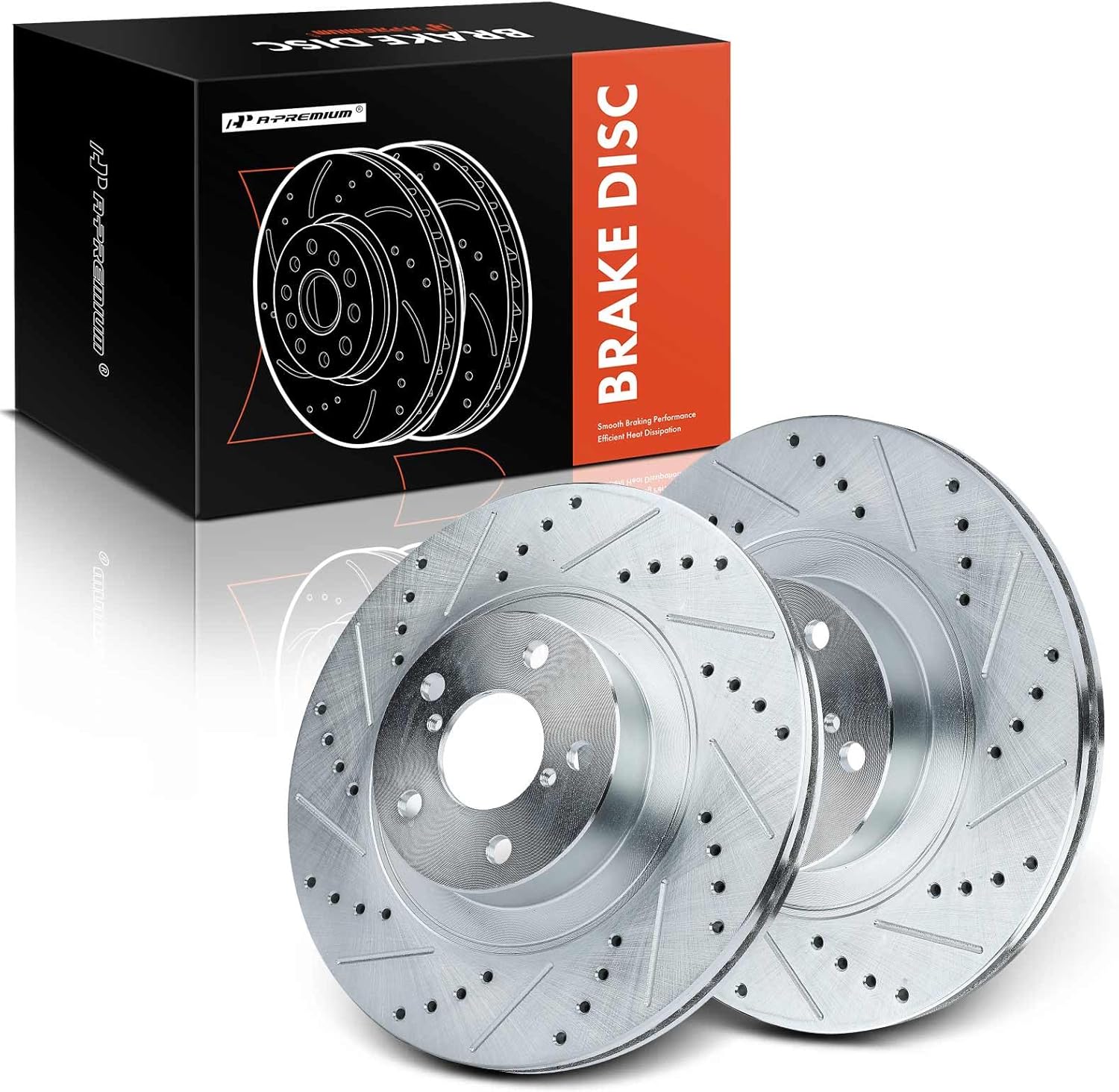 A-Premium 11.56 inch (293.5mm) Front Drilled and Slotted Disc Brake Rotors Compatible with Select Subaru Models - Outback 05-12, Forester 09-18, Impreza 08-14, Legacy 06-14, XV 13-15, Crosstrek 16-17