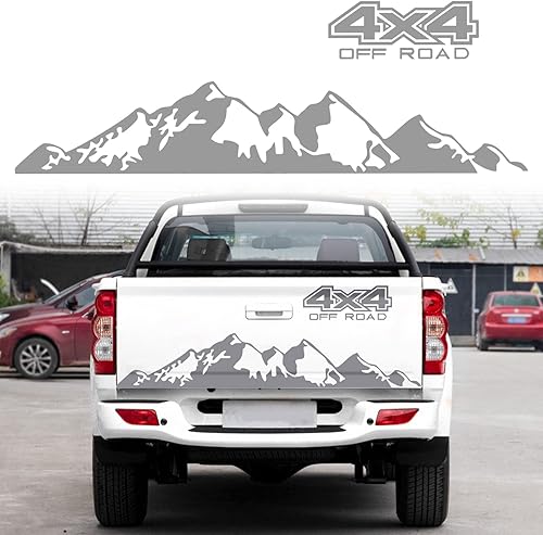 SUNBREATH Adhesivo adhesivo para puerta trasera de camión, 4 x 4, diseño gráfico de montañas de vinilo a rayas, accesorios de decoración para