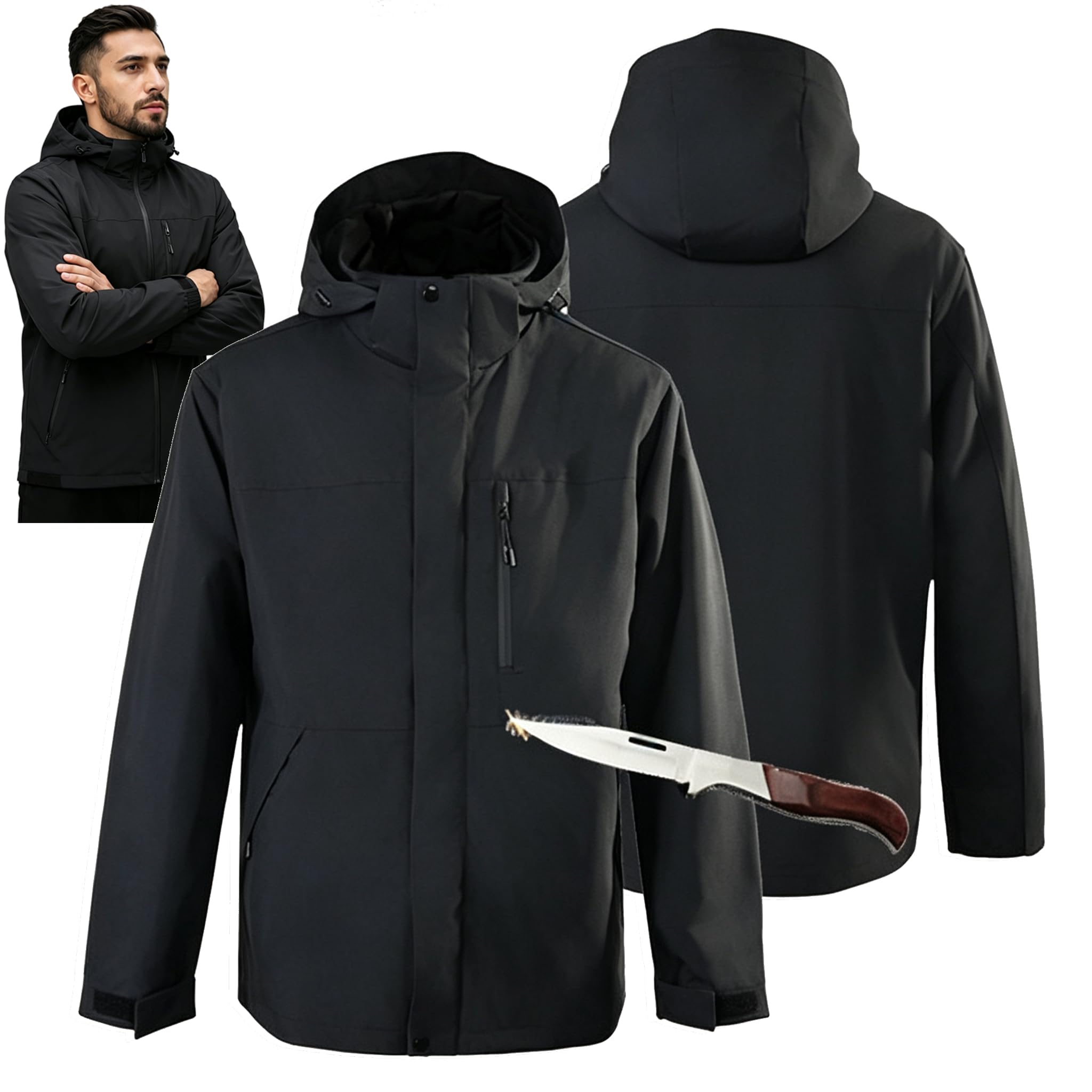 Stich- und schnittfeste Schutzjacke 4XL | Schnitt- und stichfeste Schutzkleidung zur Selbstverteidigung, geeignet für Bauwesen, Arbeitssicherheit und den Alltag