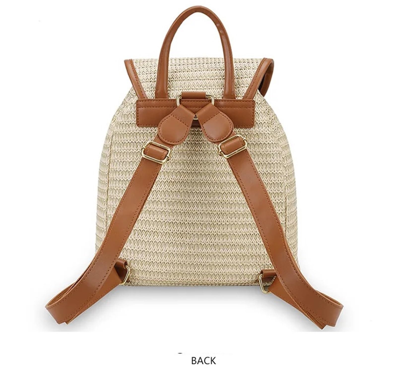 Zaino estivo a spalla vuota in paglia Boho da donna