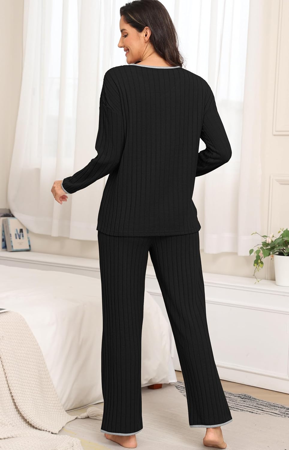 PrinStory Womens Pajamas Set Fall and Winter Ladies Pjs Long Sleeve 2 Piece Pajama Lounge Sets - Image 6