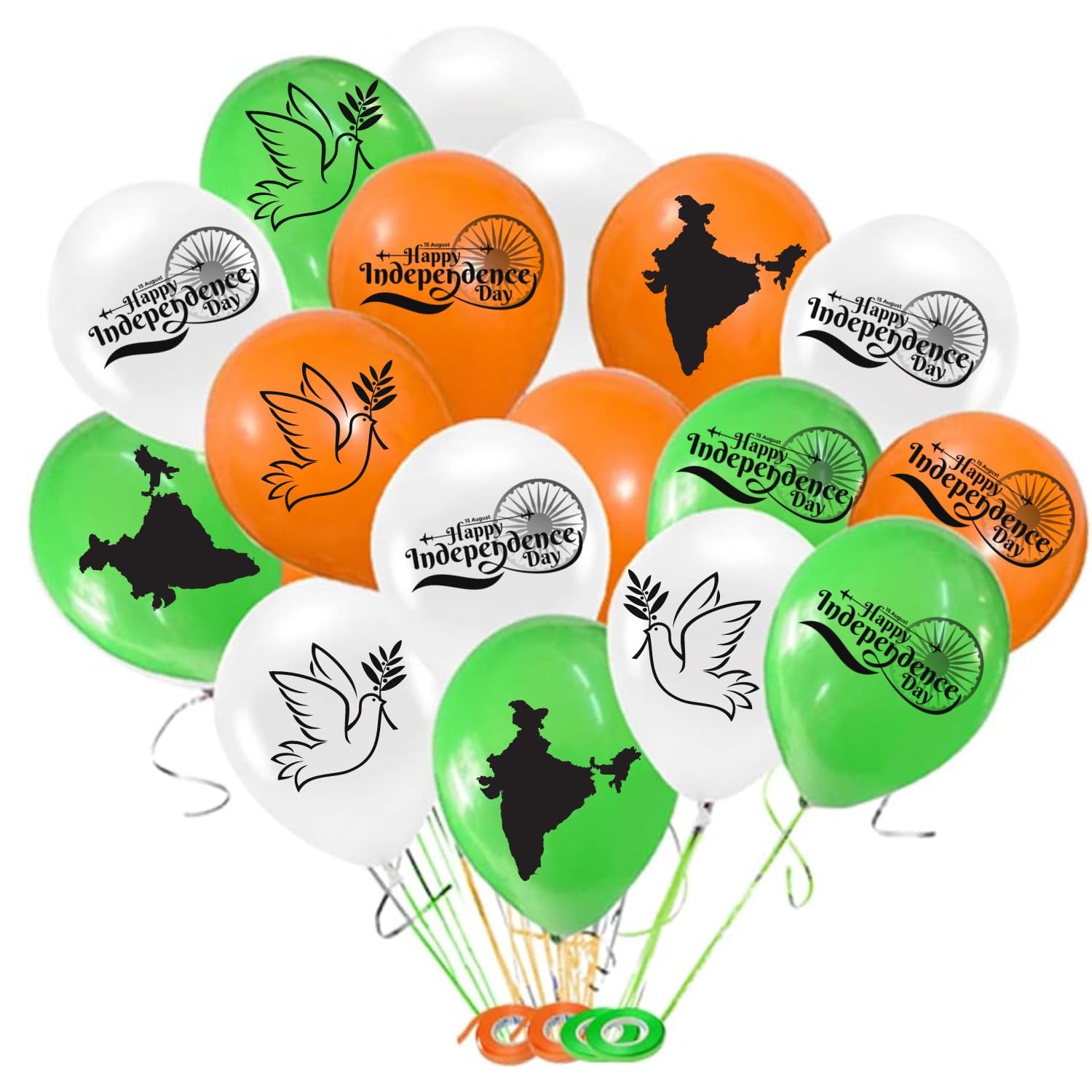 HK balloons 50Pcs Orange White Green Independence Day Special Printed Balloons Decoration Item Celebrations "Happy Independence Day" Printed Balloons Tiranga Balloon /15 August Decoration Items Rubber-image-11