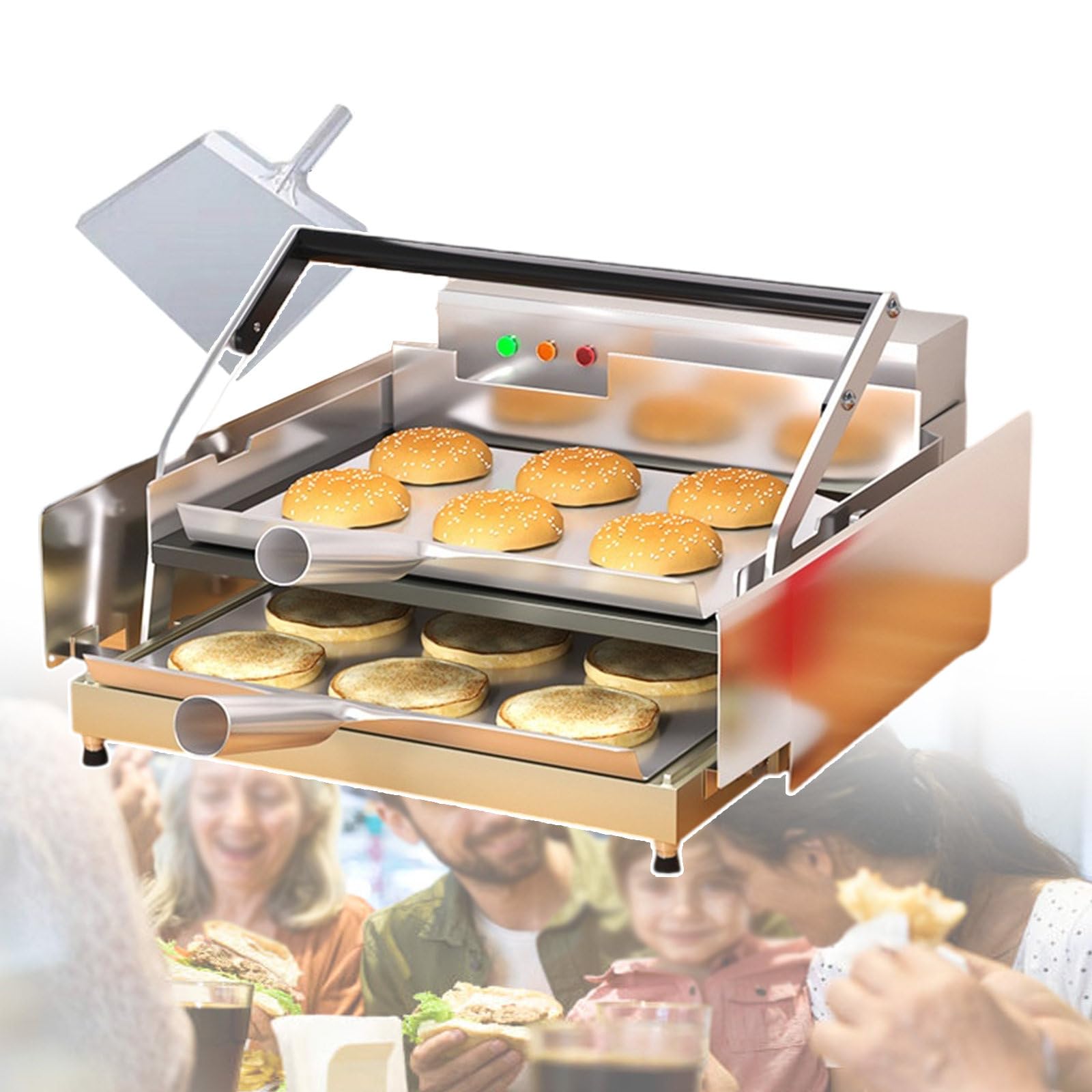 AYCDL Automatic Heating Burger Toaster,Stainless Steel Double-Layer Baking, Grilled Hamburger Bread Machine,for Home Kitchen Restaurant