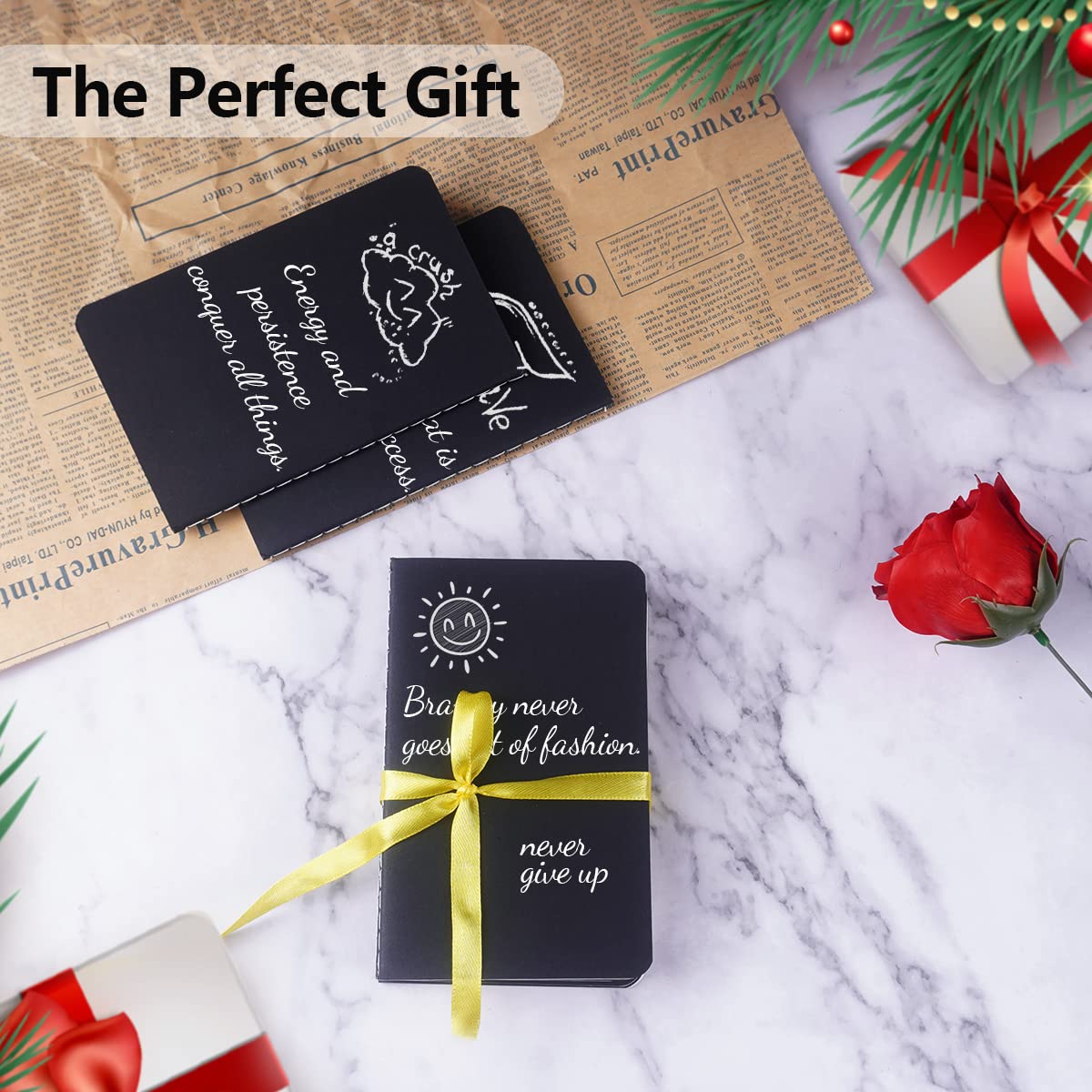 Gwybkq Mini taccuini, confezione da 60 piccoli quaderni tascabili in carta kraft marrone e nero, per bambini, 8,9 x 14,9 cm, 30 fogli/60 pagine