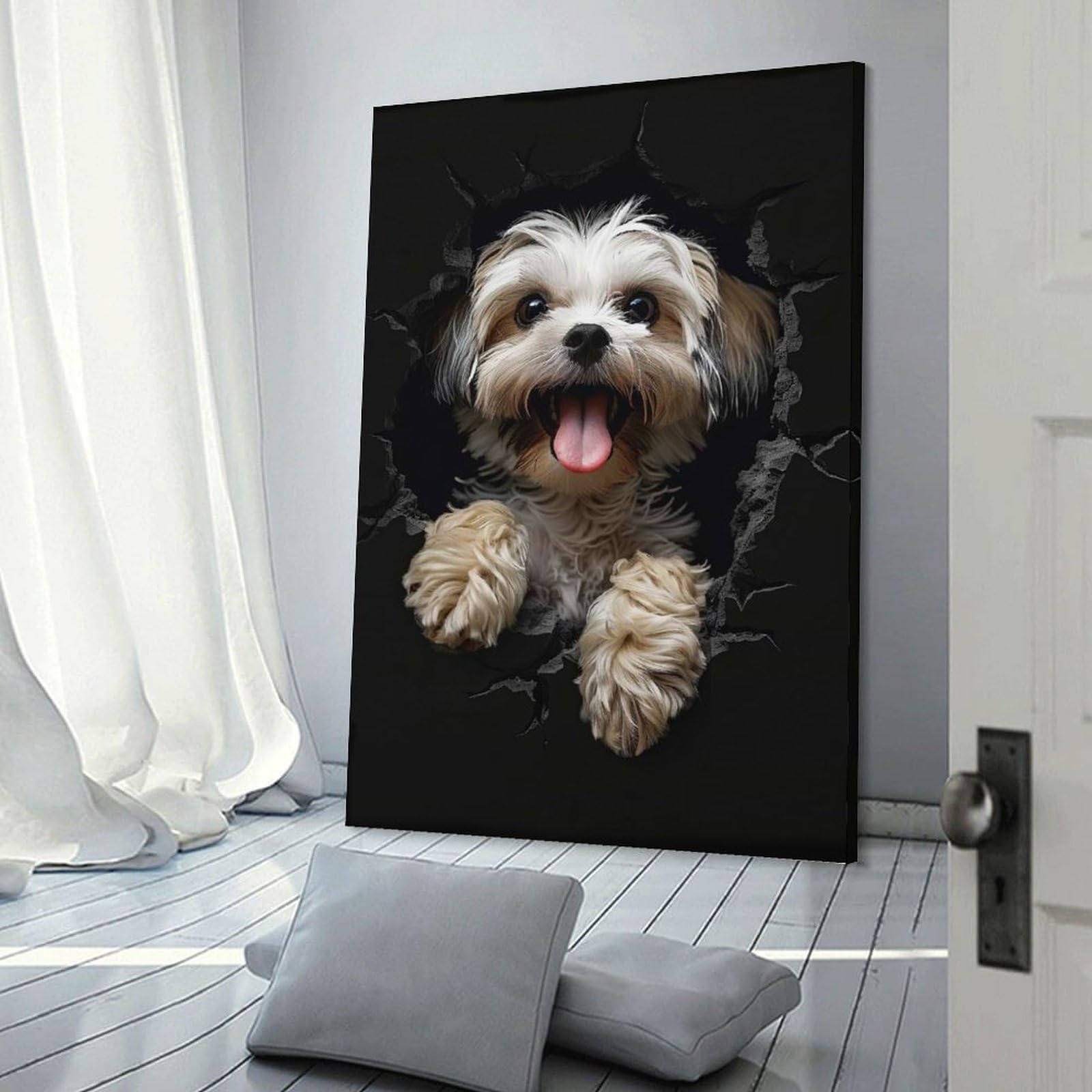 Junmoney Lhasa Apso Dog Decorative Canvas Print, 20x30inch(50x75cm), for Hallway, Bedroom Or Modern Interiors, Gift Idea for Housewarming And Birthdays