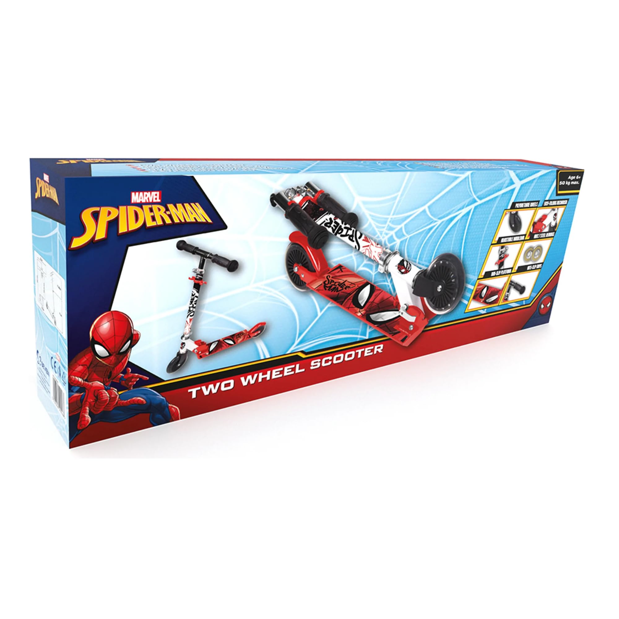 Paso - Patinete para niños a partir de 6 años - Patinete infantil - Patinete urbano para niñas y niños - Patinete infantil con diseño de Spiderman ABEC 7 - Ruedas de poliuretano - Altura ajustable