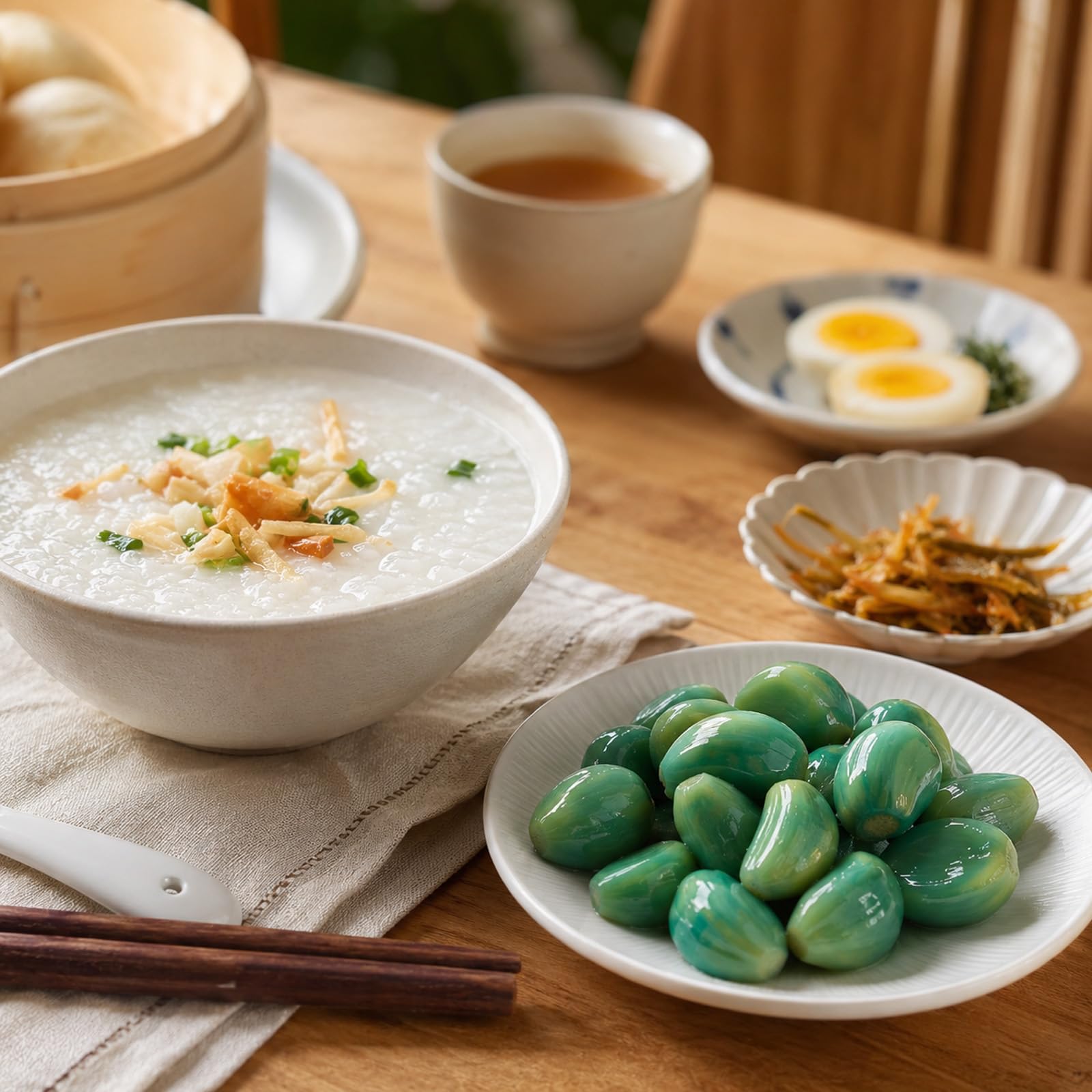 Laba-Knoblauch 2 x 400g, Eingelegter Grüner Knoblauch im Glas, Chinesische Spezialität mit Süß-Saurem Geschmack, Knackige Beilage für Reis, Nudeln, Hot Pot, Grillgerichte und Sushi