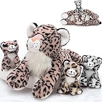 Vista 31 de MorisMos - Animal de peluche de dinosaurio con bebés, mamá dino T-rex de 23.6 pulgadas con 3 juguetes de peluche de bebé dino y 3 huevos de peluche