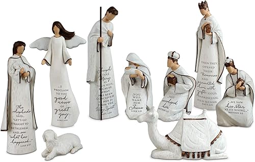 Lighthouse Christian Products A Savior is Born - Juego de 9 piezas de 7.25 pulgadas de resina escrita para Navidad