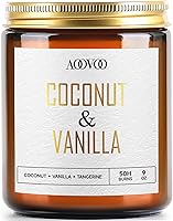 AOOVOO Coconut Vanilla Scented Soy Candle - 9oz Aromatherapy Candle for Home Relaxation, 50+ Hour Clean Burn