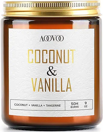 AOOVOO Coconut Vanilla Candles - 9 oz Scented Soy Candle for Home