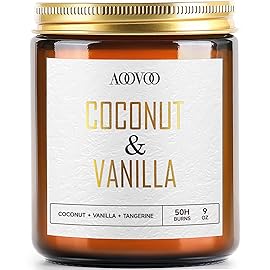 AOOVOO Coconut Vanilla Candles - 9 oz Scented Candles, Aromatherapy Candle, Soy Candle for Home Scented