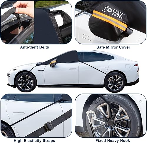Miniatura 5 de FOVAL Cubierta de parabrisas para hielo y nieve, cubierta de nieve para parabrisas de automóvil con cubierta de espejo lateral, cubierta protectora