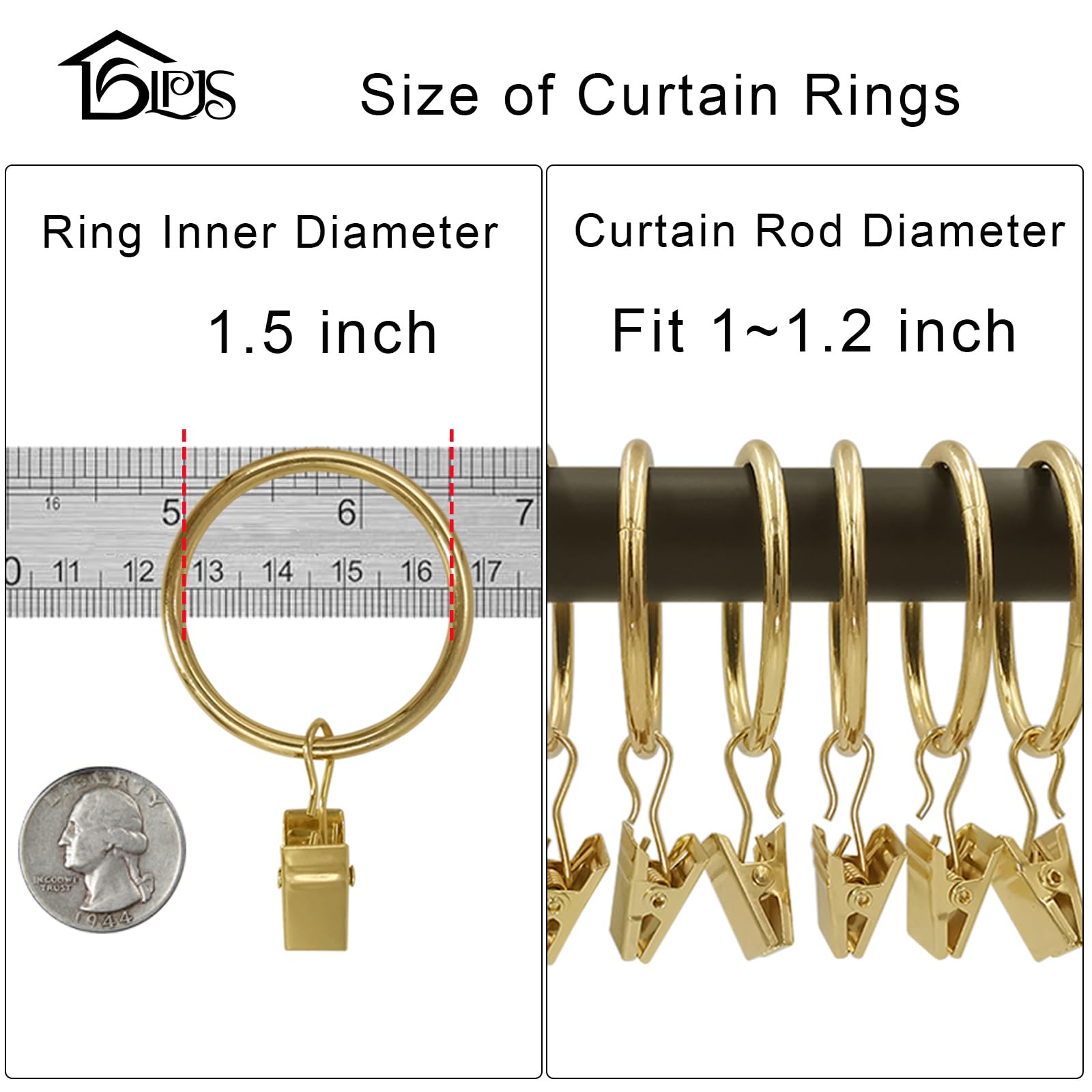 20 Anillos De Cortina De Metal Blanco Con Clips - Diámetro 32 Mm, Resistentes Al óxido, Para Cortinas Pesadas