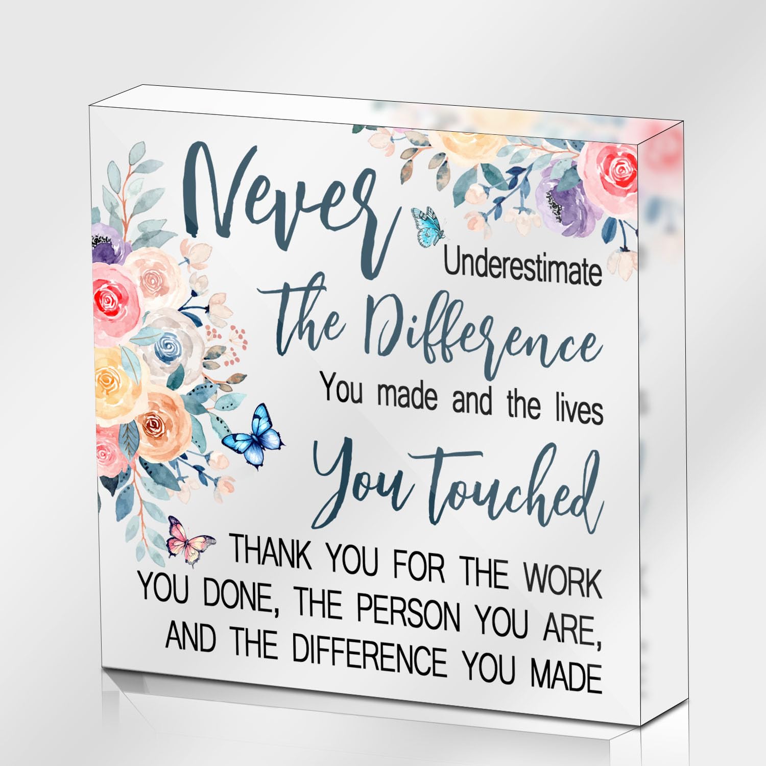 Auntie Gift Aunt Gifts From Niece Nephew, My Aunt Desk Decor Floral Aunty Square Acrylic Desk Plaque Sign With Wood Stand Home Desk Sign Keepsake Present