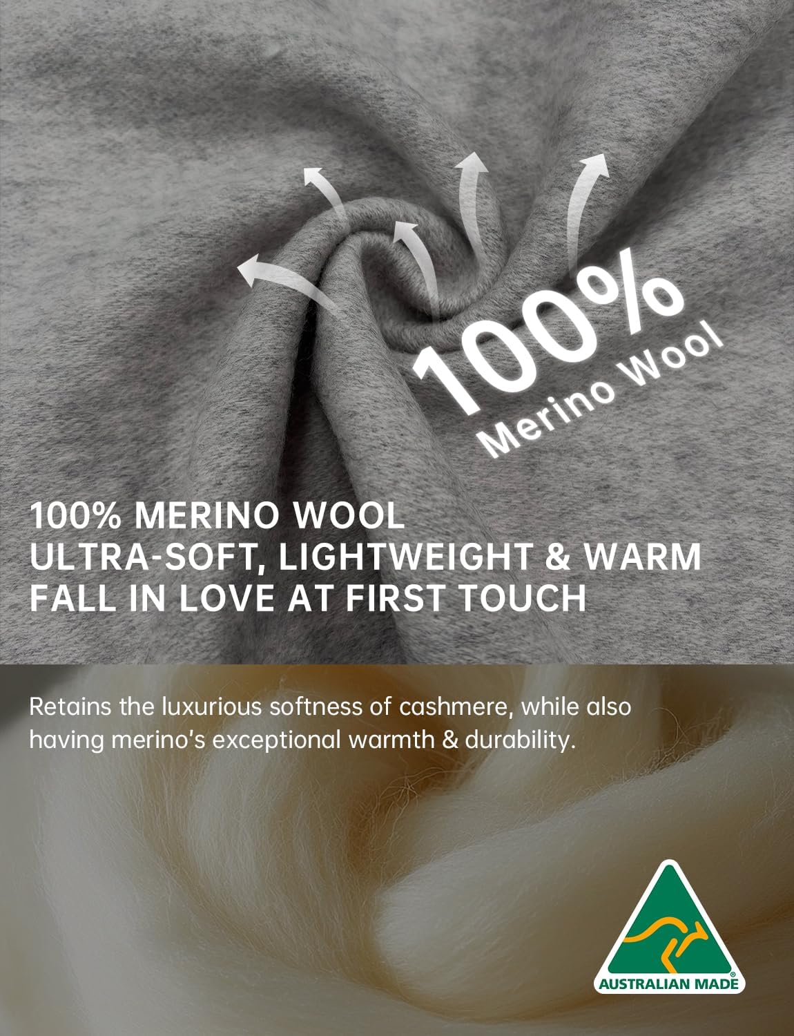 100% Merino Wool Winter Scarf for Women Cashmere Pashmina Soft Luxury Warm Shawl Wraps Stole Valentine's Gift - Image 4