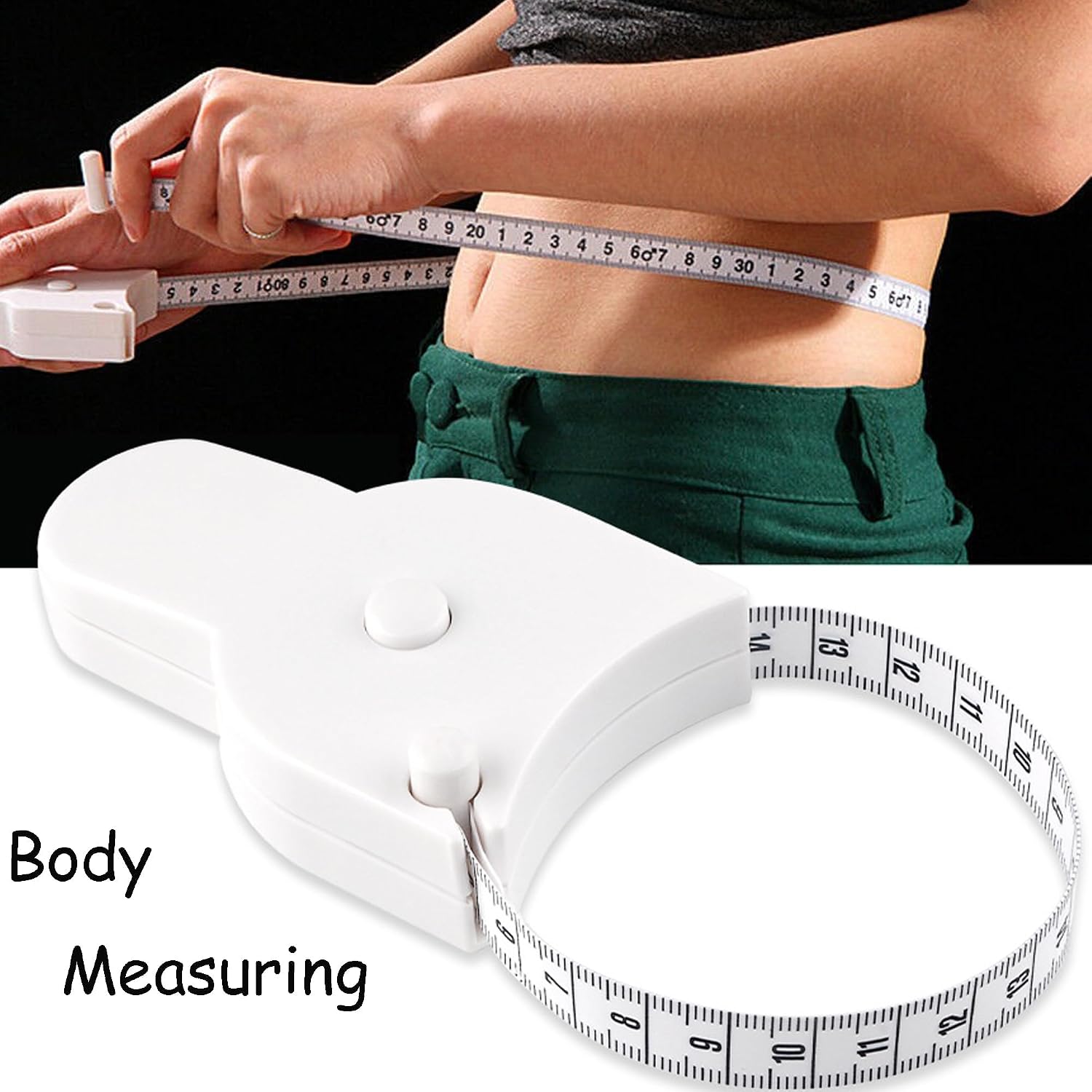 1-Pack White Fabric Tape Measure - 59 Inch Soft Retractable Body Tape for Waist, Sewing