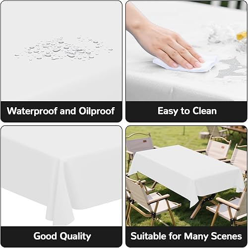 Miniatura 4 de Paquete de 3 manteles de plástico de alta calidad, 54 x 108 pulgadas, rectangulares a prueba de fugas para fiestas, picnic, campamento, cumpleaños
