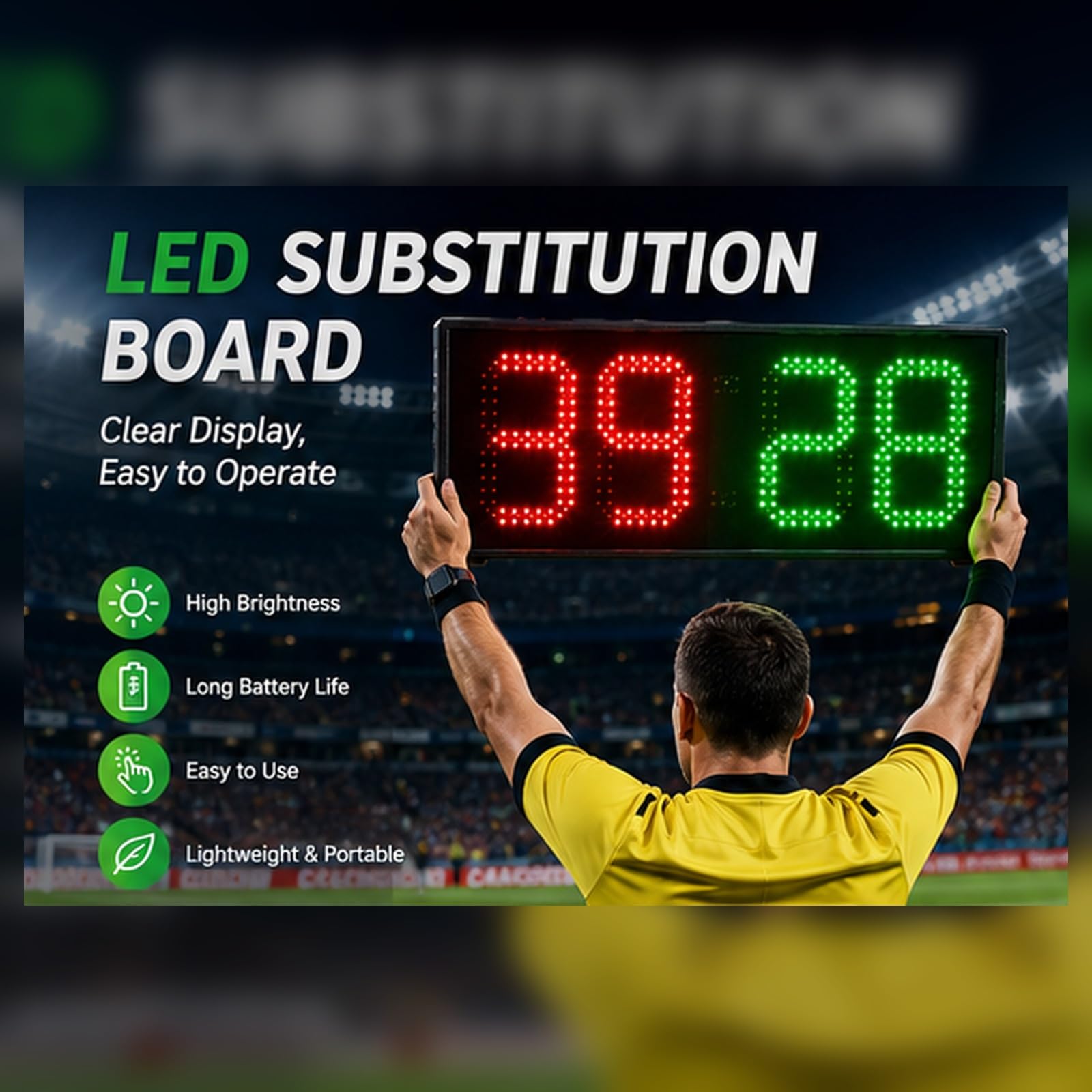 Tabellone Segnapunti for Calcio, Tabellone for Sostituzioni | LED ad Alta Luminosità, Visibilità a Lunga Distanza,Anti-Errore,per Leghe Giovanili & Scolastiche