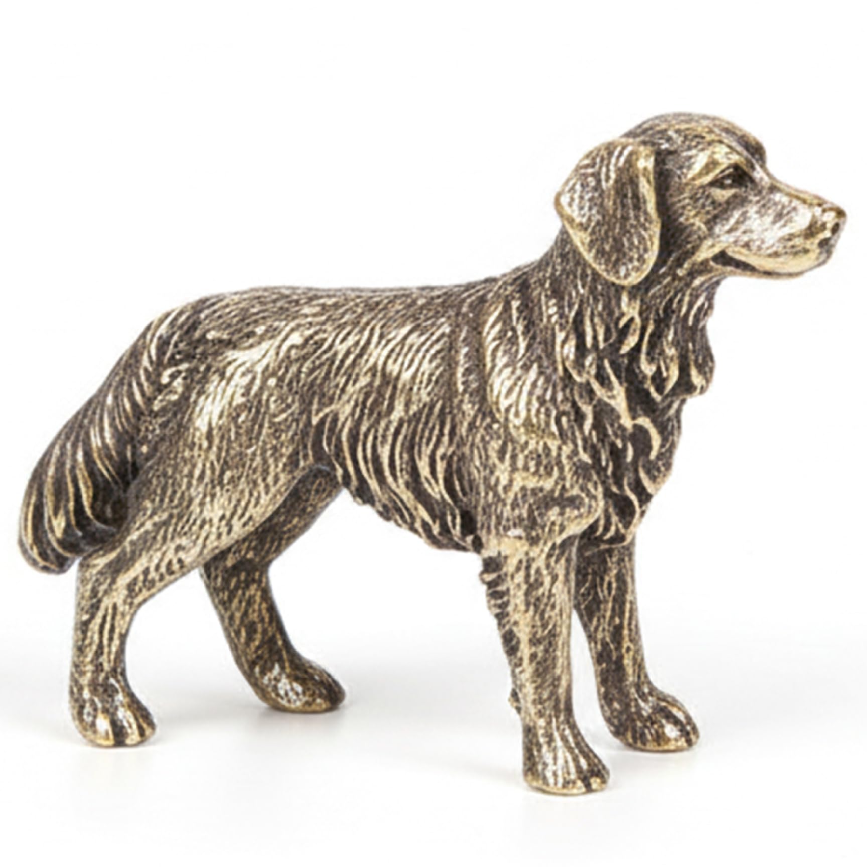 Ferricult Brown Mini Dog Figurines - Miniature Golden Retriever Figurine, Brass Vintage Animal Statue Collectible For Desk Decor, Décor De Printemps