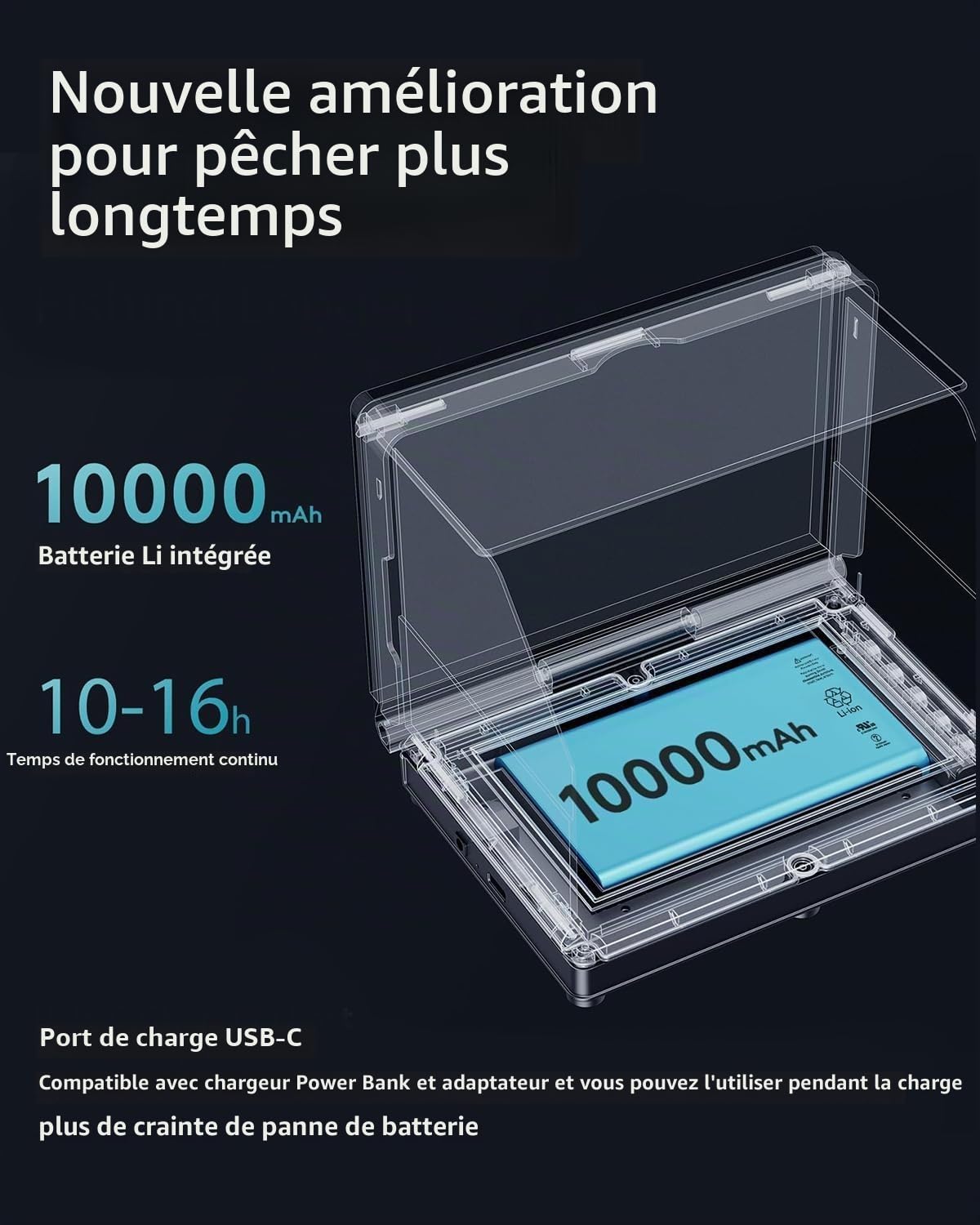 FourQ Sondeur Vidéo Pêche sous-Marine, Écran HD 5,0", Grand Angle 220°, Caméra Vision Nocturne IR, Câble Étanche 30m, 10000mAh, Idéal Pêche sur Glace, Lac, Bateau, Kayak