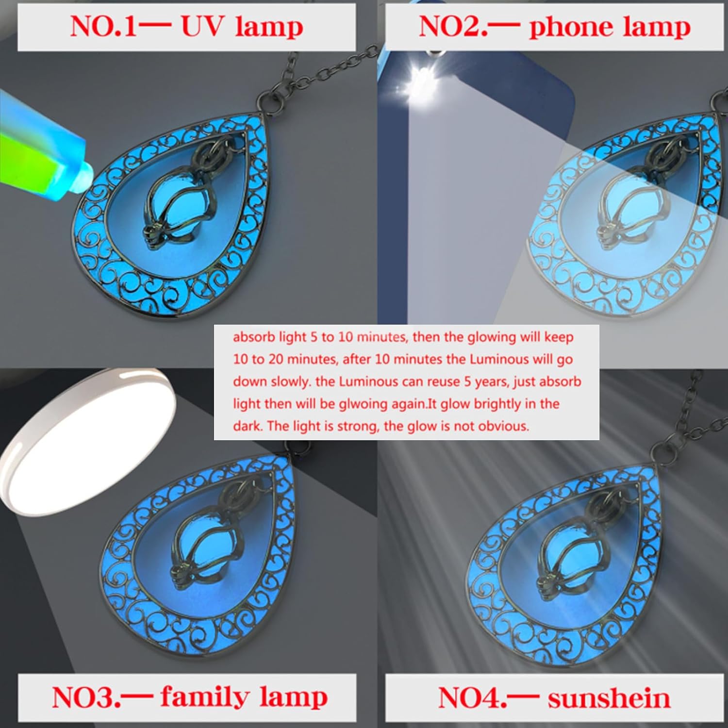 EEQQBZ Glow in The Dark Silver Teardrop shape bracelets,Fantasy Glowing Jewelry bracelets - Image 6